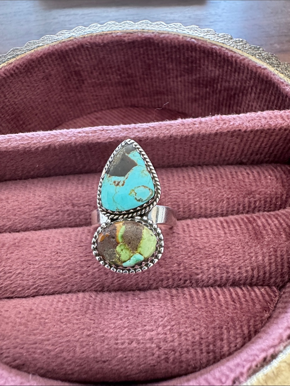 Sterling Silver 925 Royston Ribbon Turquoise Stone Ring